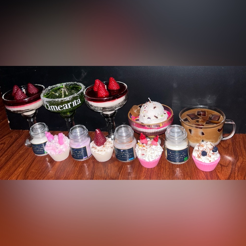Decorative Strawberry & Pink Cupcake Candle Set - Unbranded